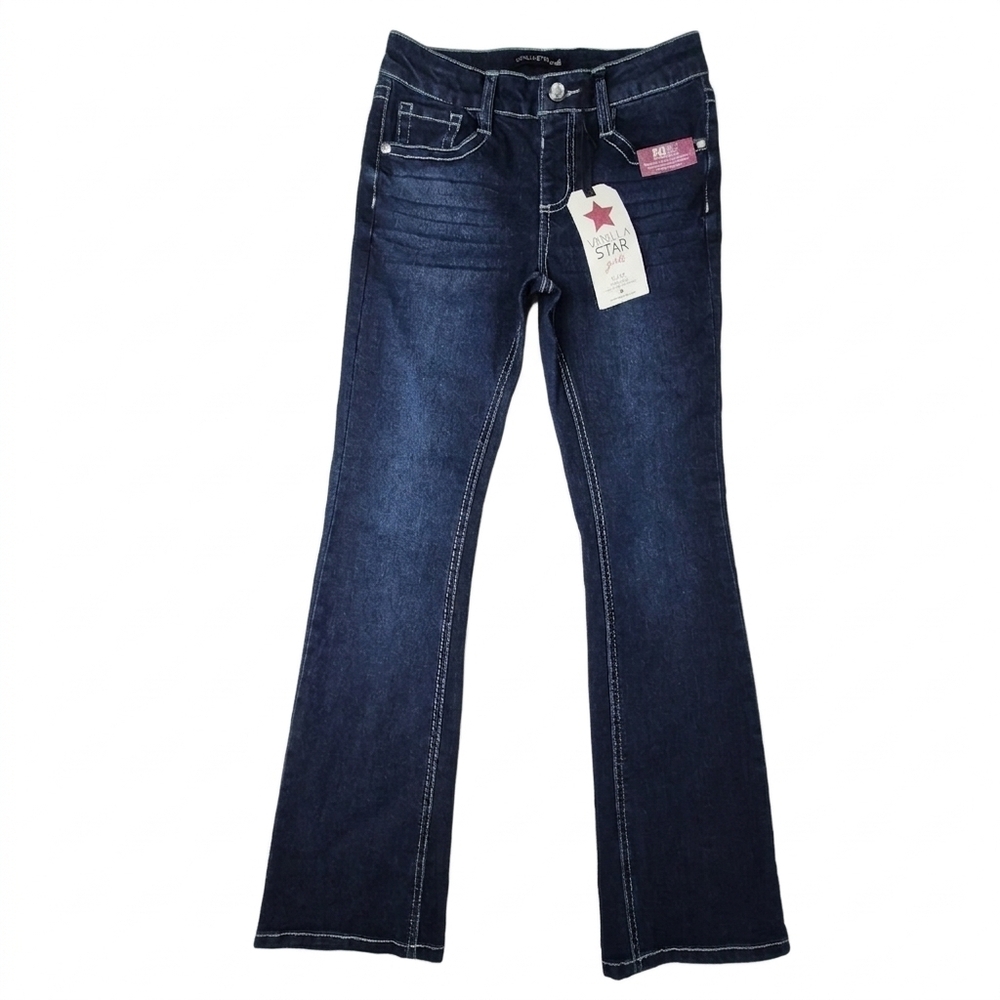 NWT Vanilla Star Girls Size 8 Flare Jeans High Rise Dark Wash